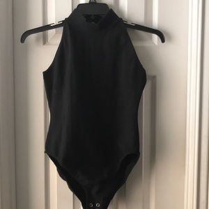 BLACK BODYSUIT COLLARED SUN STREAK SZ LARGE